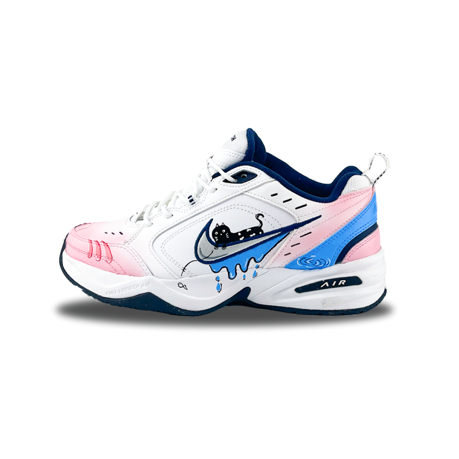 Nike Nike Air Monarch 4 Fishing Kitten Cow Split Leather Color Block Slip Resistant Low top Chunky Sneakers Unisex Pink