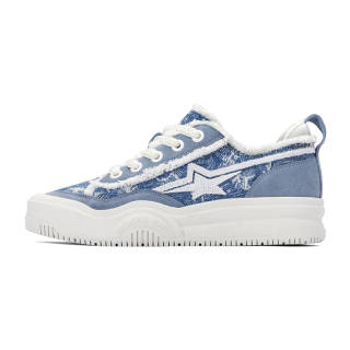 PENTAGONAL HEART Smart Tail Star Collection Abrasion Resistant Low top Canvas Shoes Unisex Light Blue