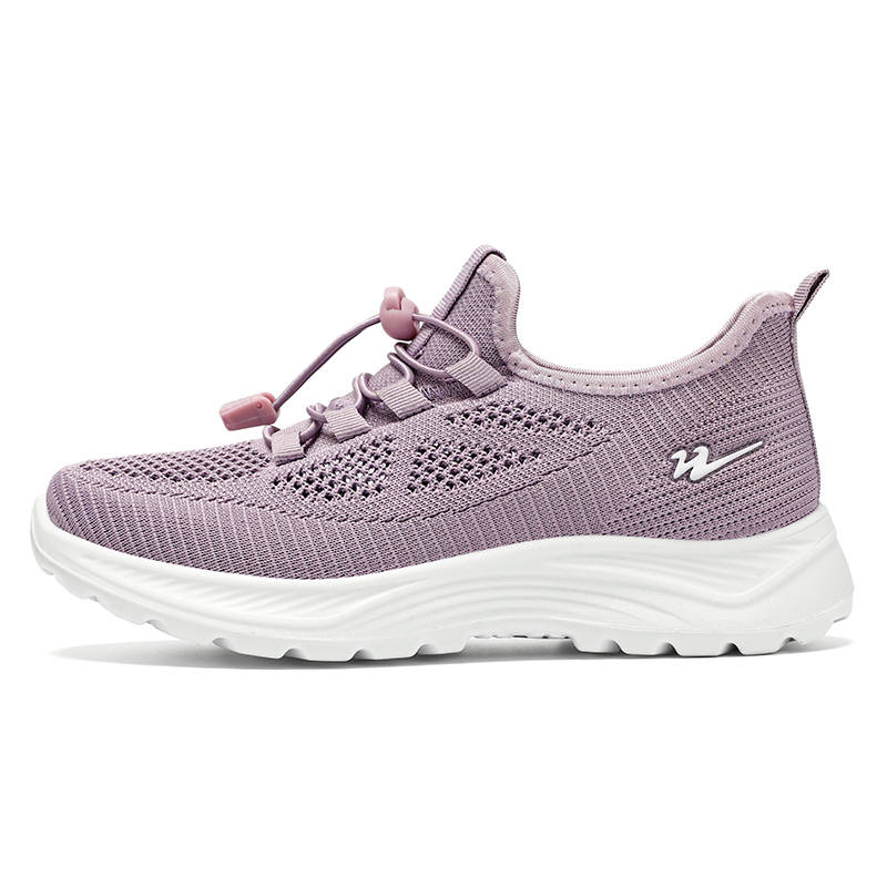 DOUBLE STAR 88 Flyknit Summer Elderly Women's Soft Sole Middle Aged Walking Shoes, Slip on Mom Shoes, Mesh Shoes