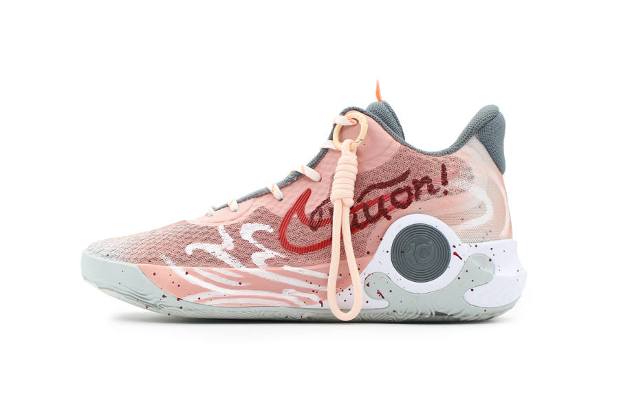 Nike Nike KD Trey 5 IX Mesh Slip Resistant Abrasion Resistant Mid top Basketball Shoes Unisex Gray Pink