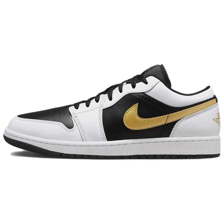 Jordan Jordan 1 Low White Black Metallic Gold Swoosh