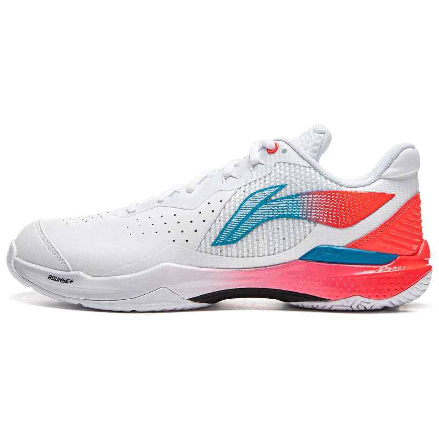 Li-Ning Li Ning Lightweight Rebound Low top Badminton Shoes Unisex White Red