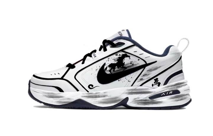 Nike Nike Air Monarch 4 CNY Leading The Way Synthetic Leather Low top Chunky Sneakers Unisex Black White