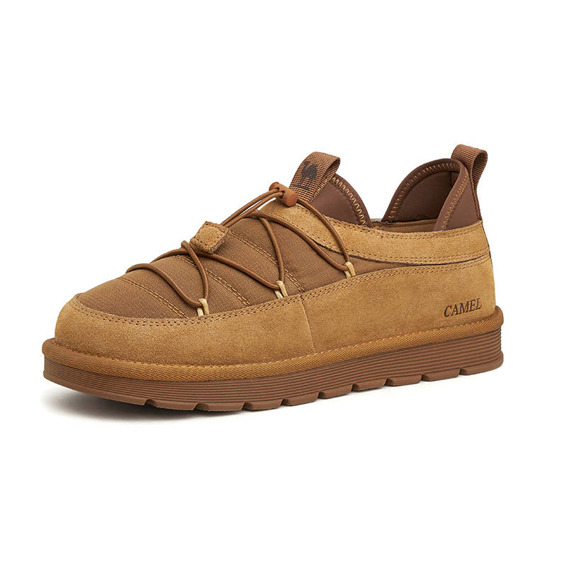 CAMEL Thickened And Fleece Lined, Cold Resistant Thermal, Slip Resistant, Slip on, Insulated Shoes Ankle Length