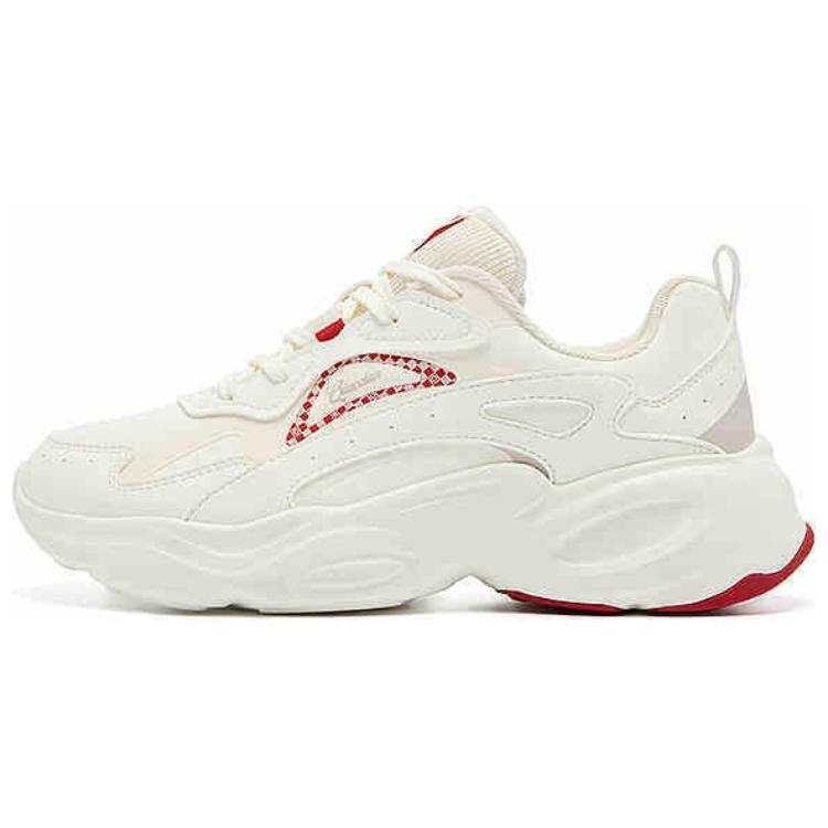 QIAODAN Comfortable And Trendy Coverage Cushioning Thermal Low top Chunky Sneakers Women's Beige Red