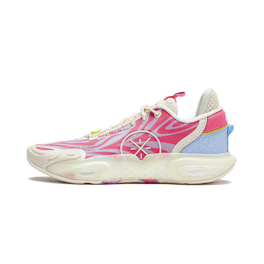 Li-Ning Li Ning All City 12 Cushioning Slip Resistant Abrasion Resistant Breathable Low top Basketball Shoes Men's Pink Blue