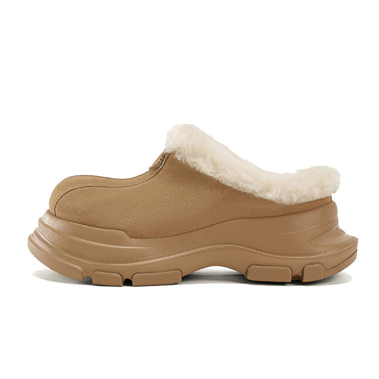 Ouder Snow Wool Cashmere Reversible Bowknot Slip on Thermal Waterproof Abrasion Resistant Height Increasing Snow Boots