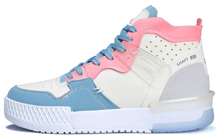PEAK Taichi 910 Slip Resistant Abrasion Resistant High top Vintage Basketball Shoes Women's Pink White