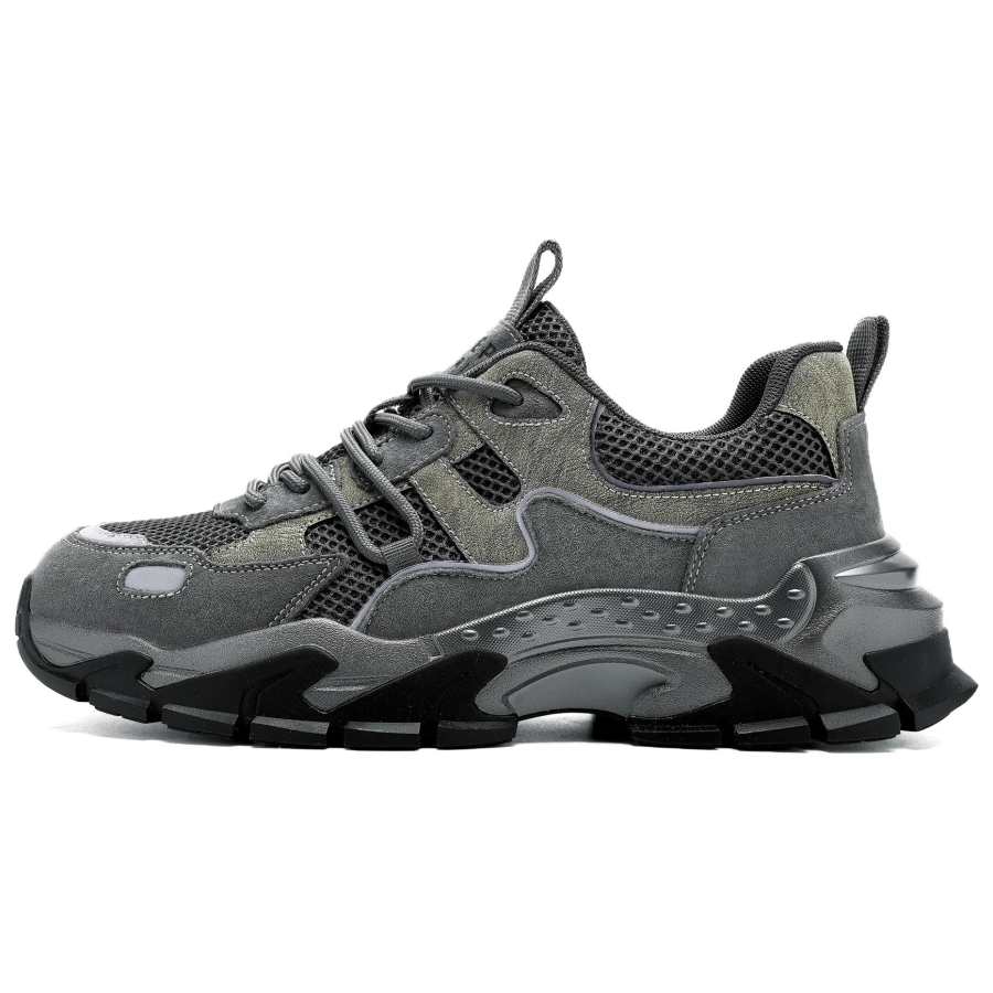 JEEP SPIRIT Black Myth Abrasion Resistant Breathable Moisture Wicking Height Increasing Low top Chunky Sneakers Men's