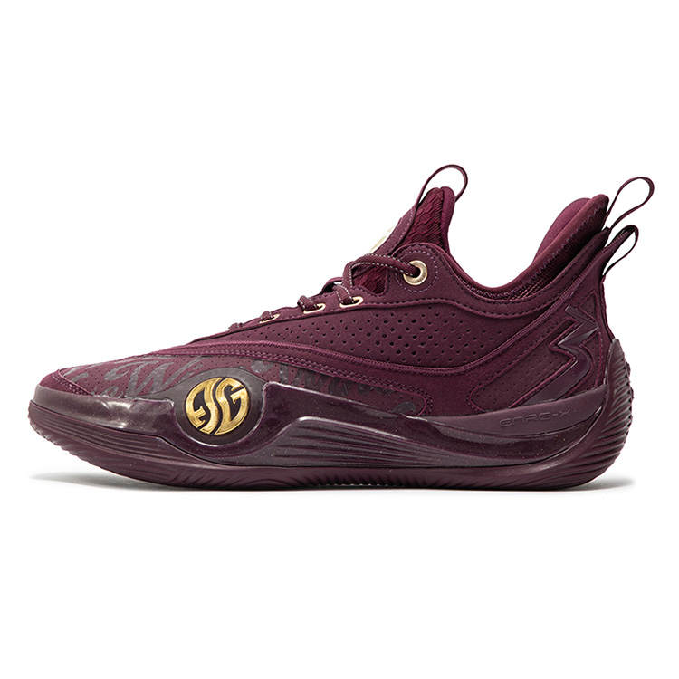 361° Zen 6 Prm Red Wine Cushioning Slip Resistant Abrasion Resistant Rebound Low top Basketball Shoes Men's Burgundy