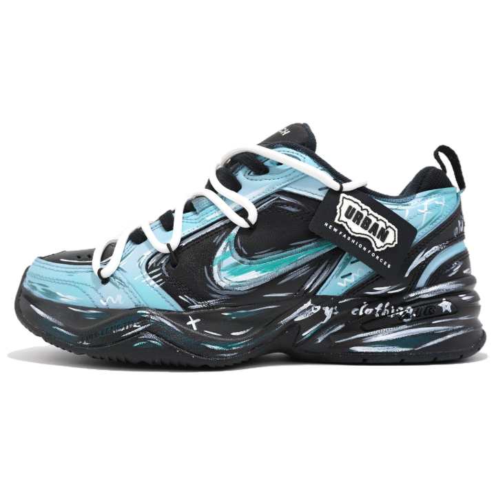 Nike Nike Air Monarch 4 Chunky Sneakers Unisex Low Top Black/Cyan/White