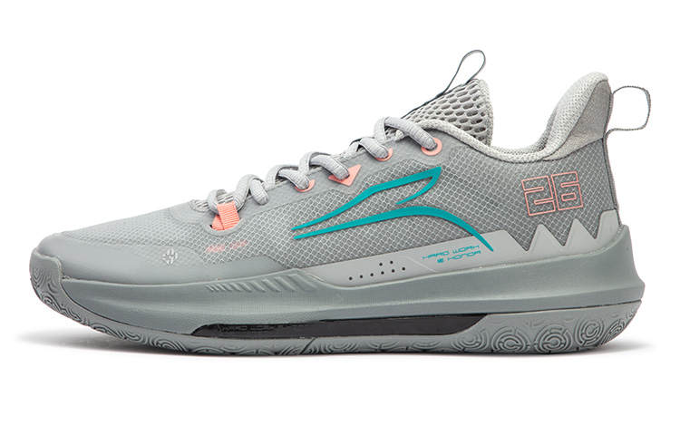 361° DVD Team Basketball Shoes Men's Low Top Invisible Gray/Water Duck Cyan