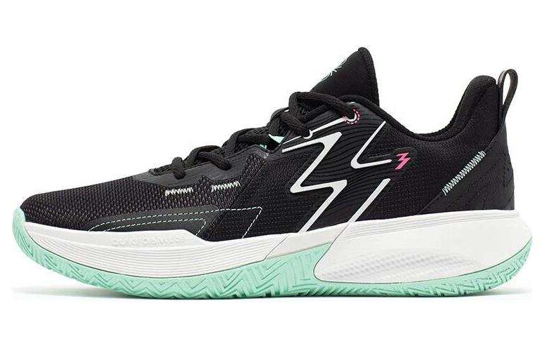 361° Big3 2.0 Cushioning Slip Resistant Breathable Low top Basketball Shoes Men's Black And White Cyan
