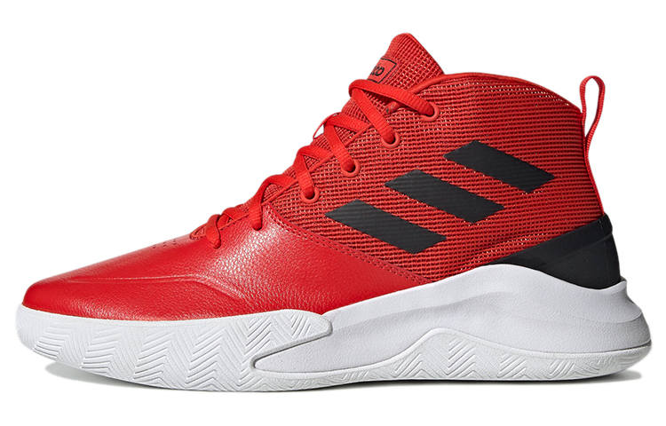 Adidas Adidas OwnTheGame Trendy Abrasion Resistant Mid top Basketball Shoes Men's Red Black