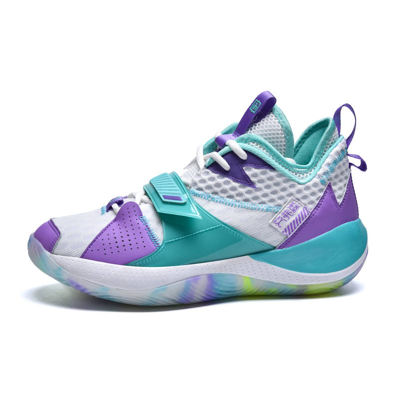 IVERSON IVERSON Breathable Coverage Support Mid top Basketball Shoes Unisex White Blue Purple