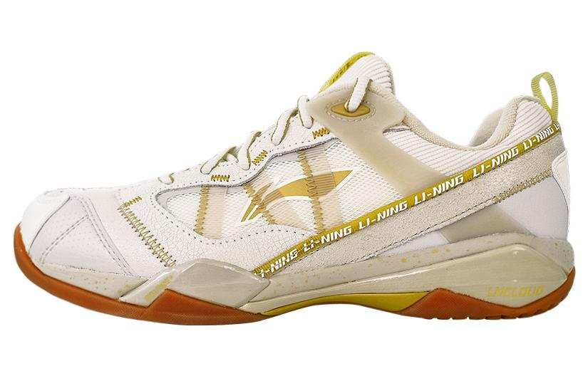 Li-Ning Li Ning Invincible No. ACE Cushioning Slip Resistant Low top Badminton Shoes Men's White Gold