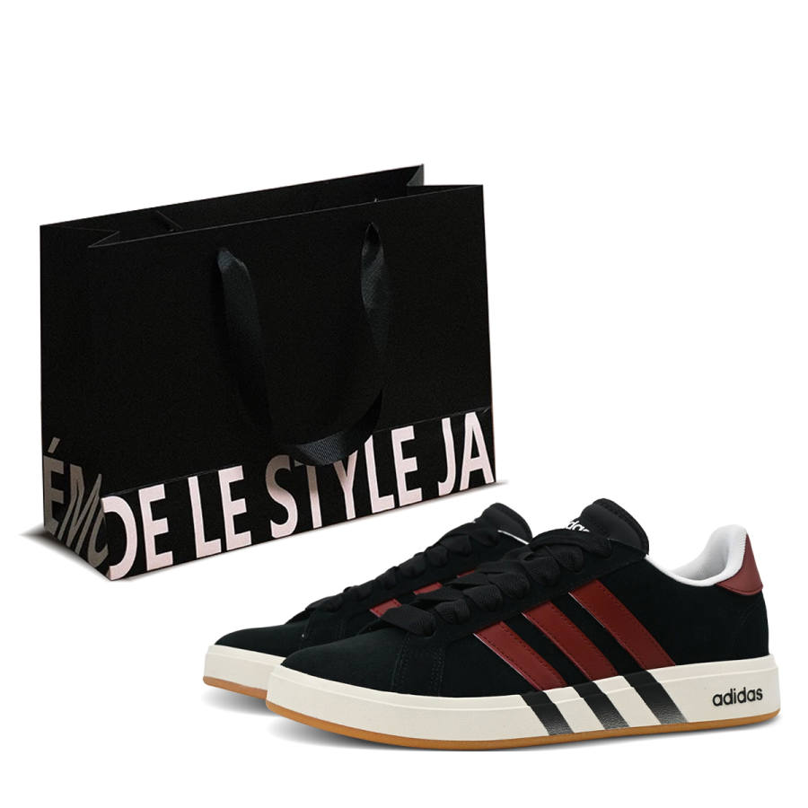 Adidas Adidas GRAND COURT Base 00s Black Rose Star, Shopping Bag Abrasion Resistant Low top Skateboard Shoes Unisex Black Red