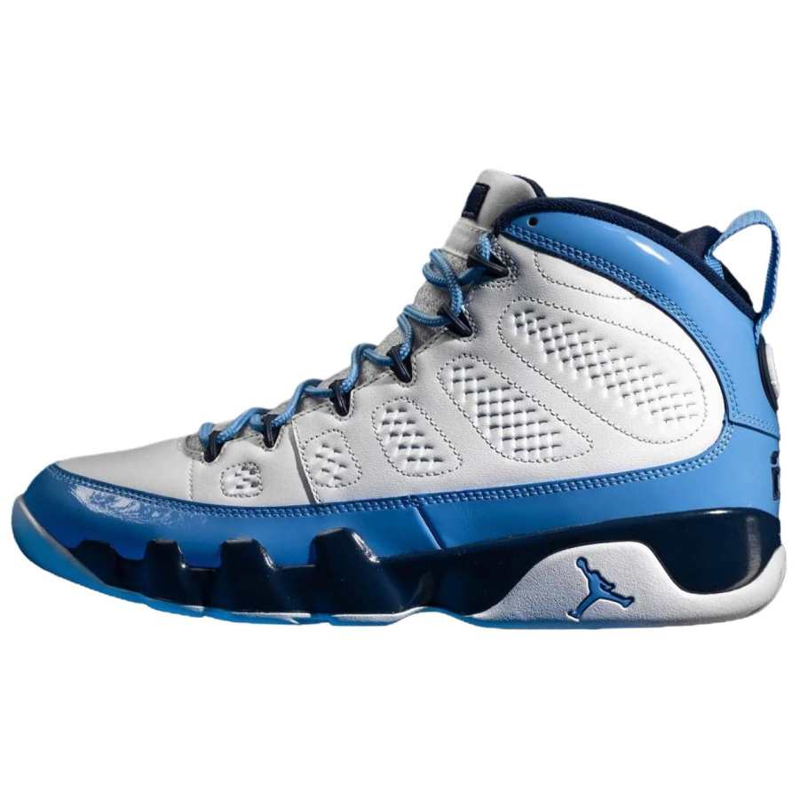 Jordan Jordan Air Jordan 9 Slip Resistant Abrasion Resistant Mid top Basketball Shoes Unisex Blue White