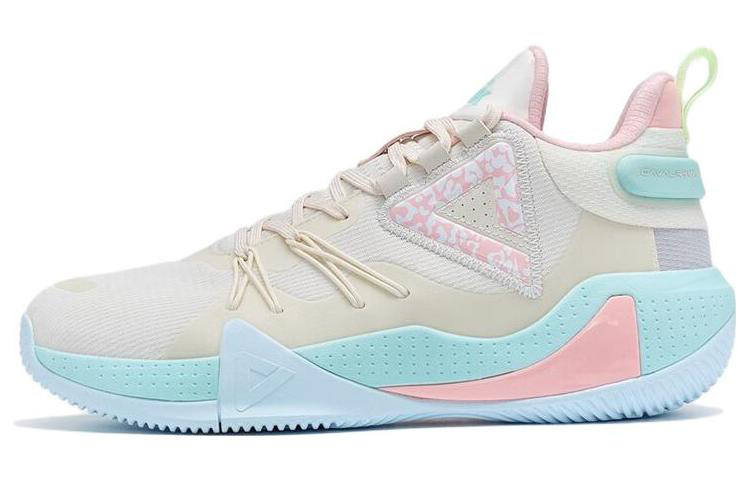 PEAK Cavalry Cushioning, Wear Resistant Low top Performance Basketball Shoes Men's White Cyan Pink