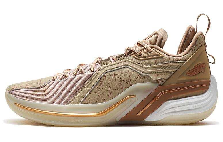 XTEP Jlin 3 Slip Resistant Low top Basketball Shoes Men's Brown Gray/Linen Light Brown