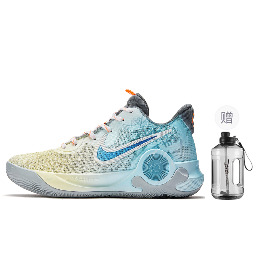 Nike Nike Trey 5 ADCDAVINCI Coastline Model Slip Resistant Slip Resistant Mid top Basketball Shoes Unisex Blue Yellow