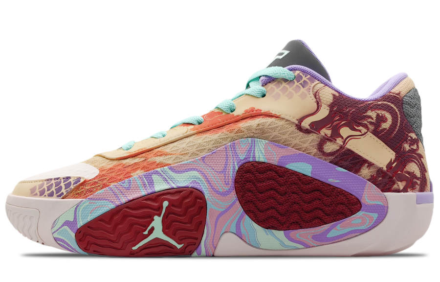 Jordan Jordan Tatum 2 Slip Resistant, Abrasion Resistant, Breathable Low top Basketball Shoes Men's Beige Purple