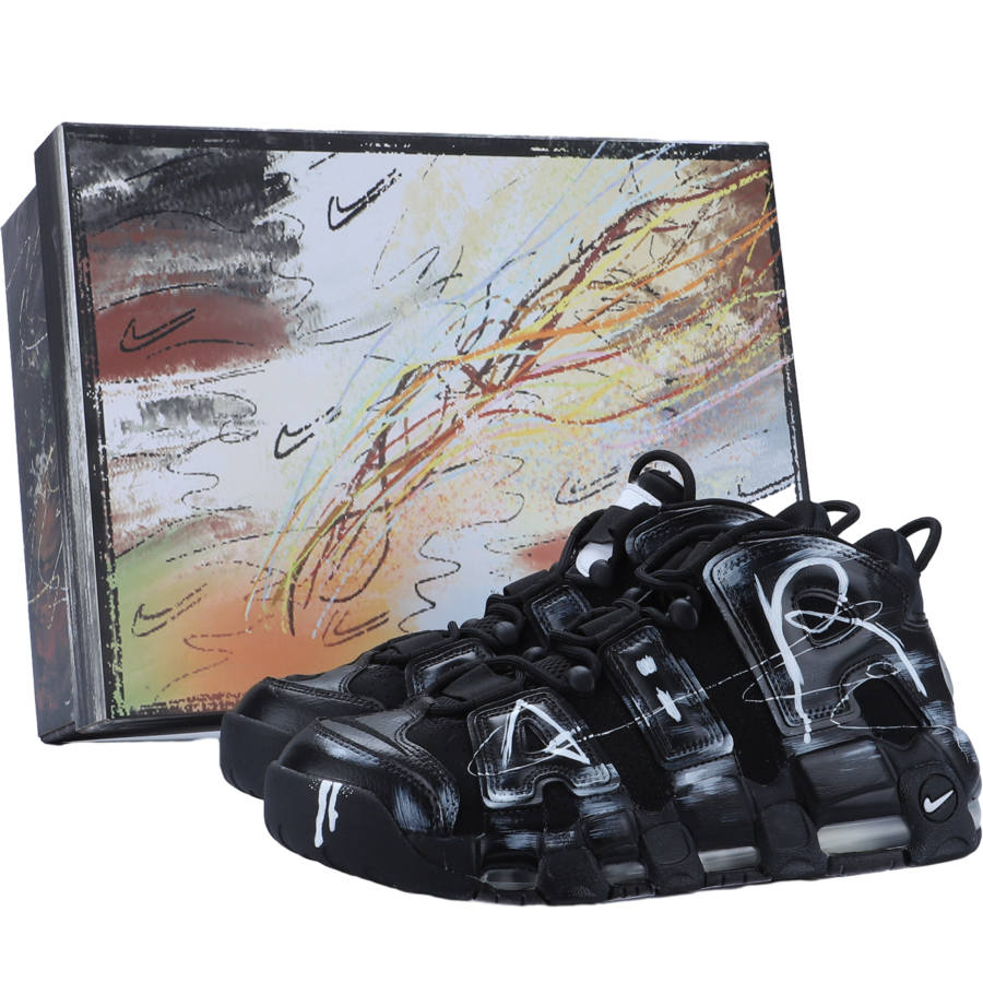 Nike Nike Air More Uptempo Mid top Vintage Basketball Shoes Unisex Black White