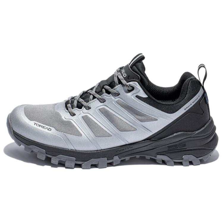 TOREAD Non Slip And Waterproof Abrasion Resistant Low top Hiking Shoes Men's Silver Gray Black