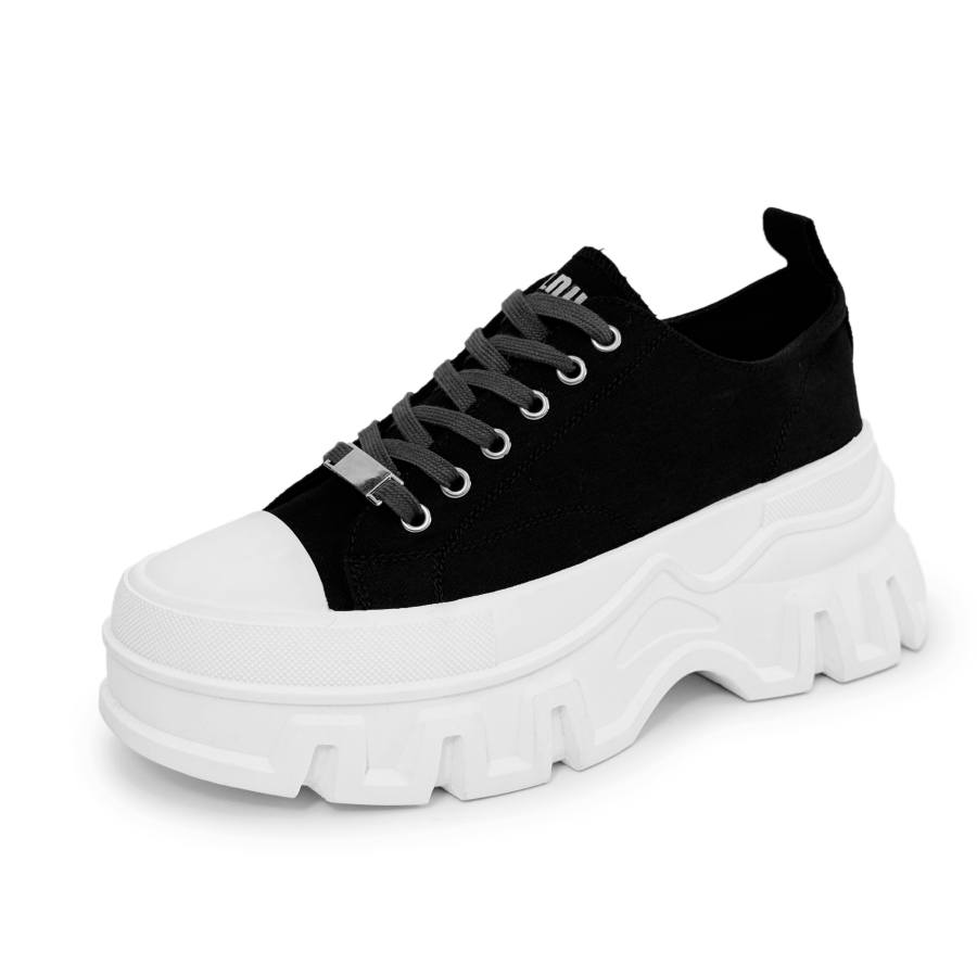 SLnU★3 Slip Resistant, Abrasion Resistant, Height Increasing Low top Canvas Shoes Unisex Black White