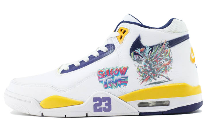 Nike Nike Flight Legacy Cushioning Slip Resistant Abrasion Resistant Mid top Vintage Basketball Shoes Men's White Yellow