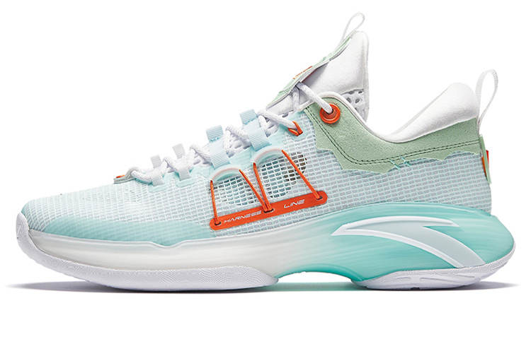 Anta ZUP Salad Cushioning Slip Resistant Abrasion Resistant Low top Basketball Shoes Men's Orange Green