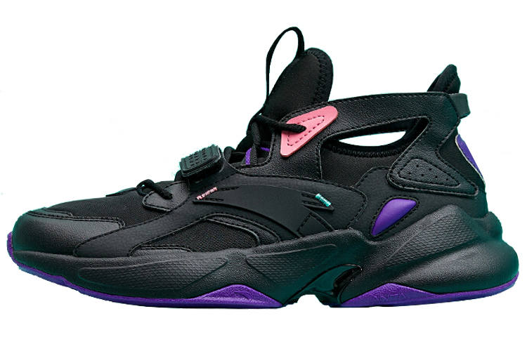 Anta Slip Resistant Abrasion Resistant Support Mid top Training Shoes Men's Black Purple