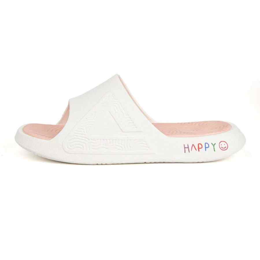 PEAK Taichi National Innovation Happy Smiley Face DIY Beach Sandals Unisex White Pink