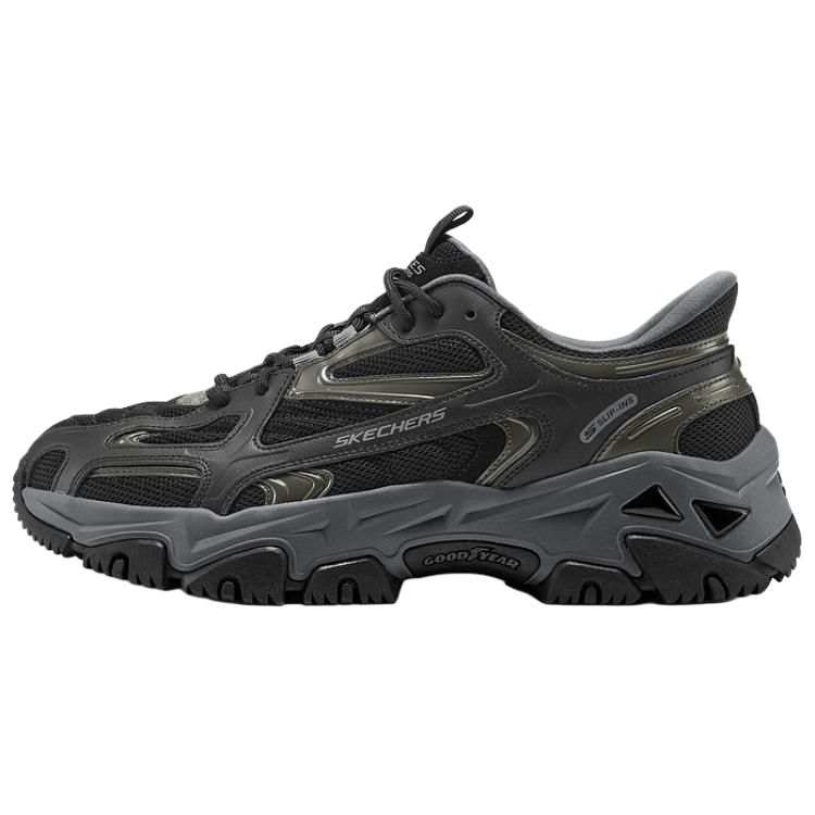 Skechers OUTDOOR MENS Breathable Support Height Increasing Low top Chunky Sneakers Men's Black