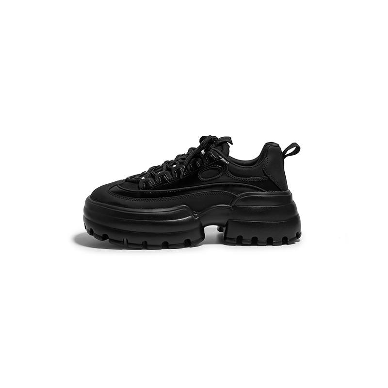KBNB Lightweight Height Increasing Mid top Chunky Sneakers Women's Black
