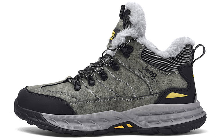 Jeep Fleece Lined Collection Thickened Mid top Outdoor Shoes Men's Gray