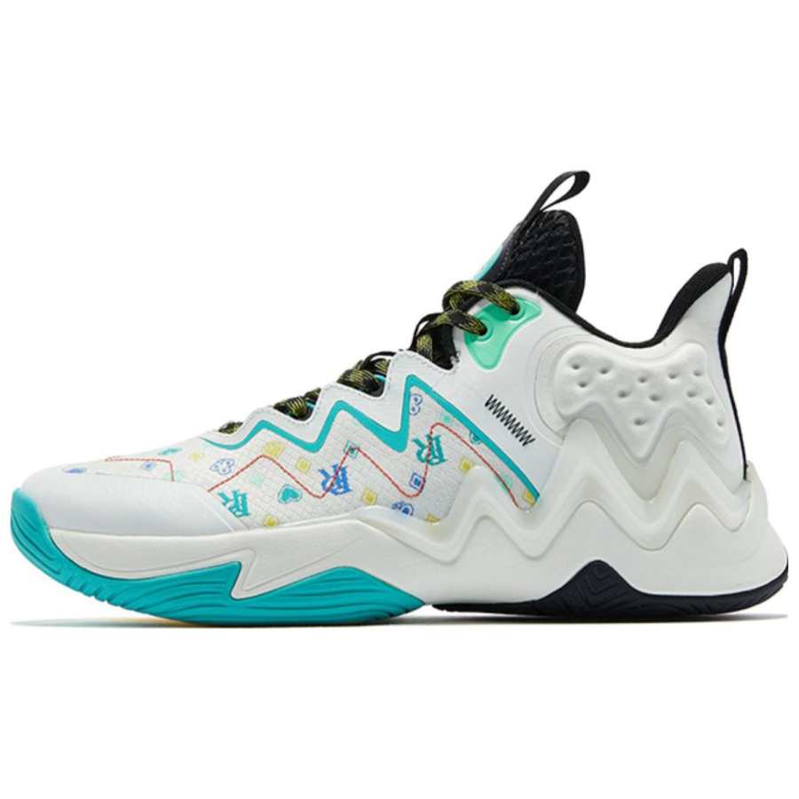 QIAODAN Shui Textile, Synthetic Leather, TPU Rebound Low top Basketball Shoes Men's White Blue