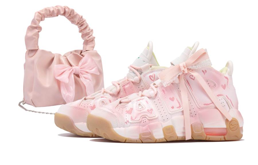 Nike Nike Air More Uptempo Mid top Vintage Basketball Shoes Women's White Yellow Pink