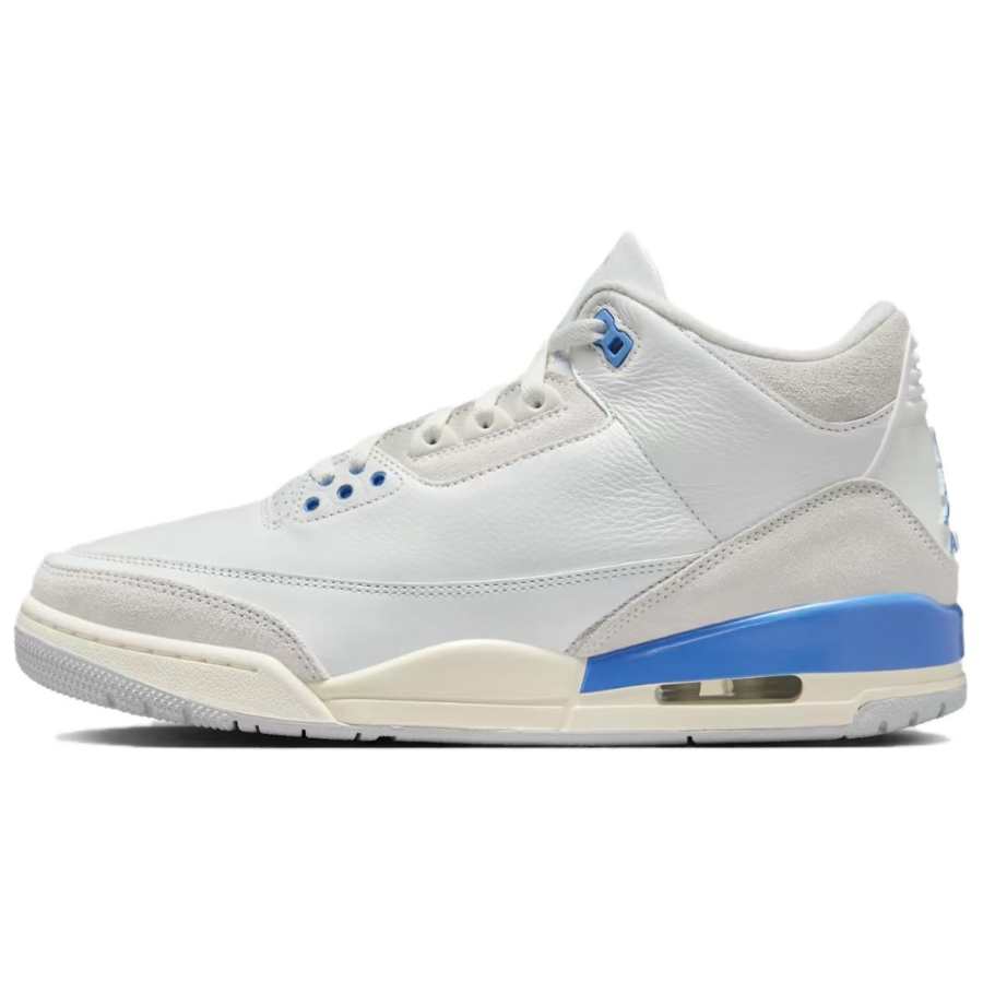 Jordan Jordan Air Jordan 3 Lucky Shorts Carolina Blue Comfortable Durable Mid Top Retro Basketball Shoes Men's White Blue