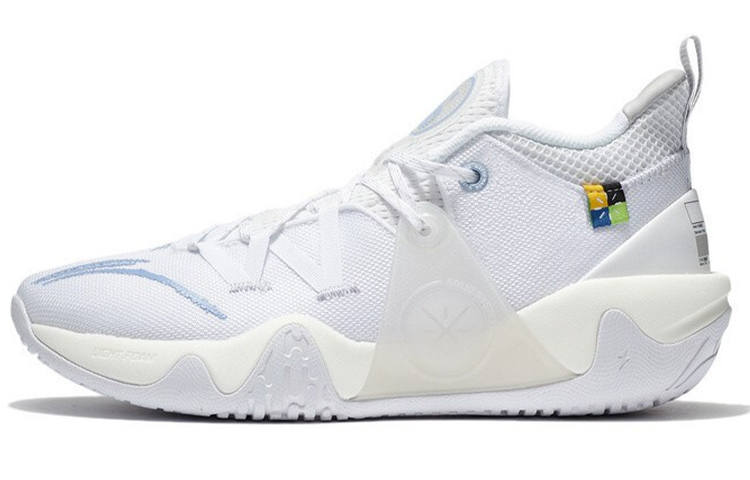 Li-Ning Li Ning Textile, Synthetic Leather, TPU Slip Resistant Abrasion Resistant Support Low top Basketball Shoes Men's White