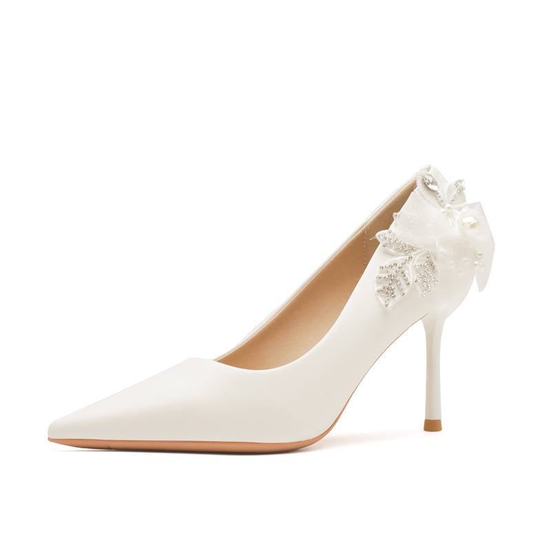 WALIBU Slim Heel High Heels 8cm Women's White