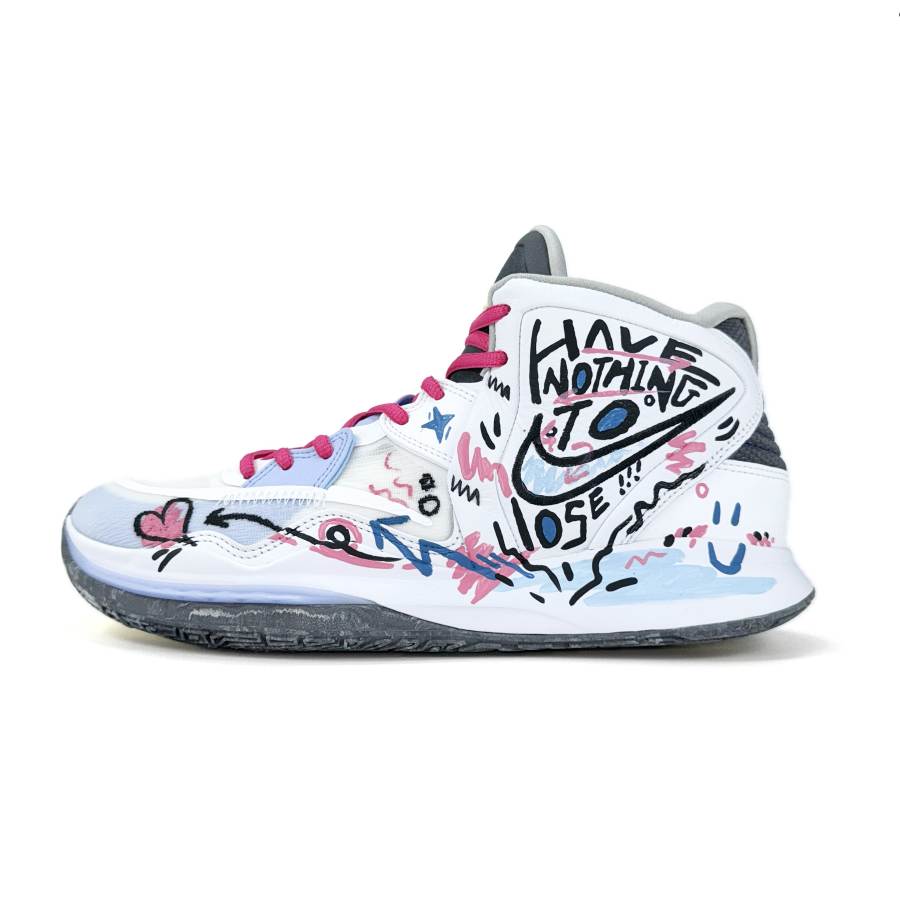 Nike Nike Kyrie 8 Infinity Kyrie 8 Passion Youth Slip Resistant Abrasion Resistant Mid top Basketball Shoes Unisex Pink Blue