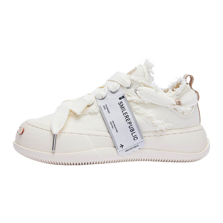 SMILEREPUBLIC Open Ended Smiling Collection Low top Canvas Shoes Unisex Native White