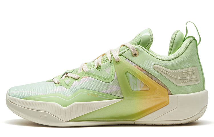 XTEP Basketball Shoes Men's Mid Top Jelly Green/Okra Yellow