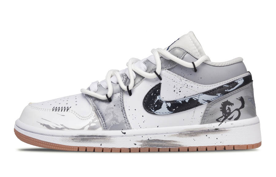 Jordan Jordan Air Jordan 1 668, White Horse In The Empty Valley Leather Abrasion Resistant Abrasion Resistant Low top