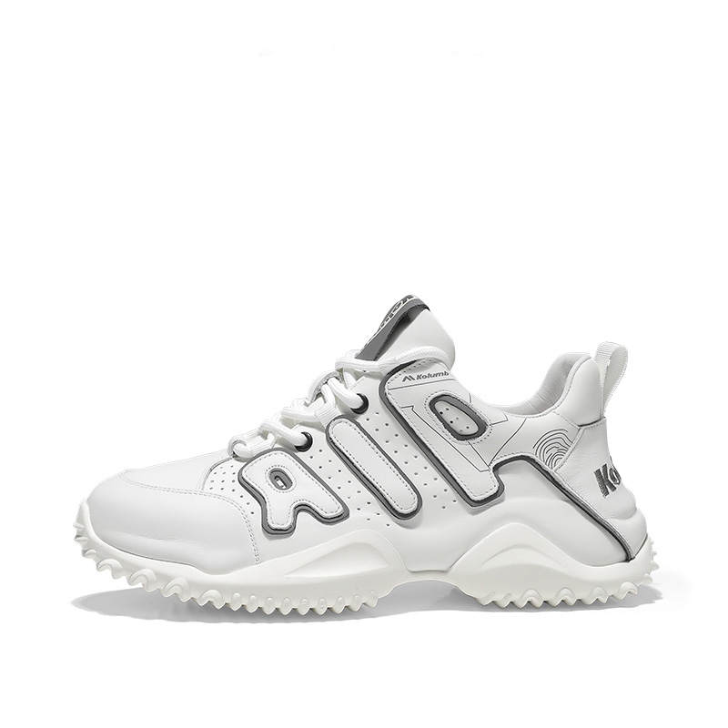 KOLUMB Cushioning, Wear Resistant Low top Chunky Sneakers Men's White Gray