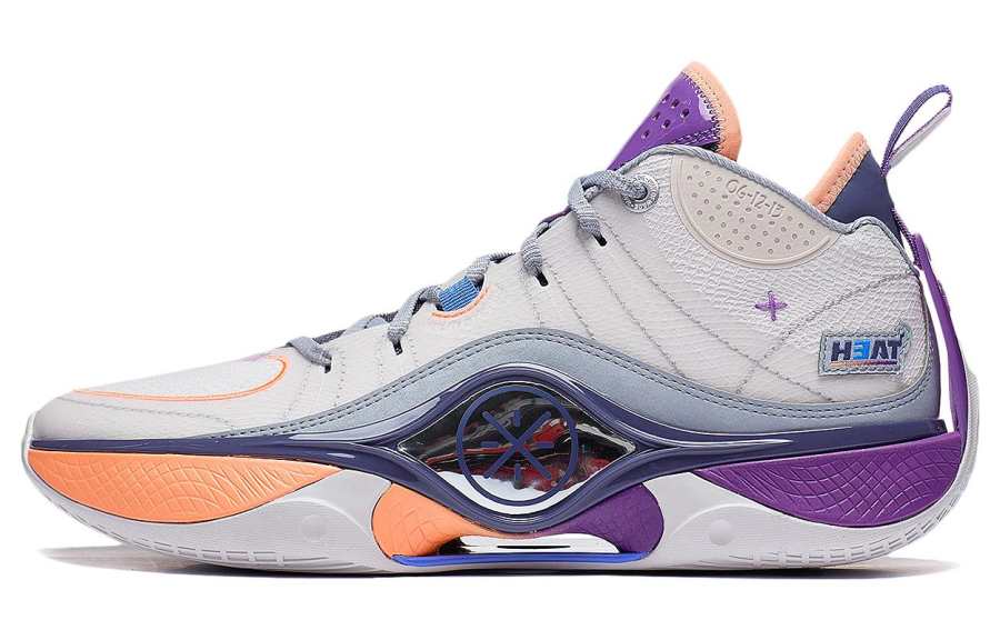 Li-Ning Li Ning Wade Shadow 5 Comfortable Cushioning Slip Resistant Rebound Mid top Basketball Shoes Men's White Sand Gray