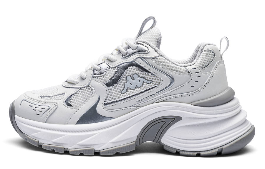 Kappa K Spice Back to Back Slip Resistant Abrasion Resistant Low top Chunky Sneakers Women's Classic White Cool Gray