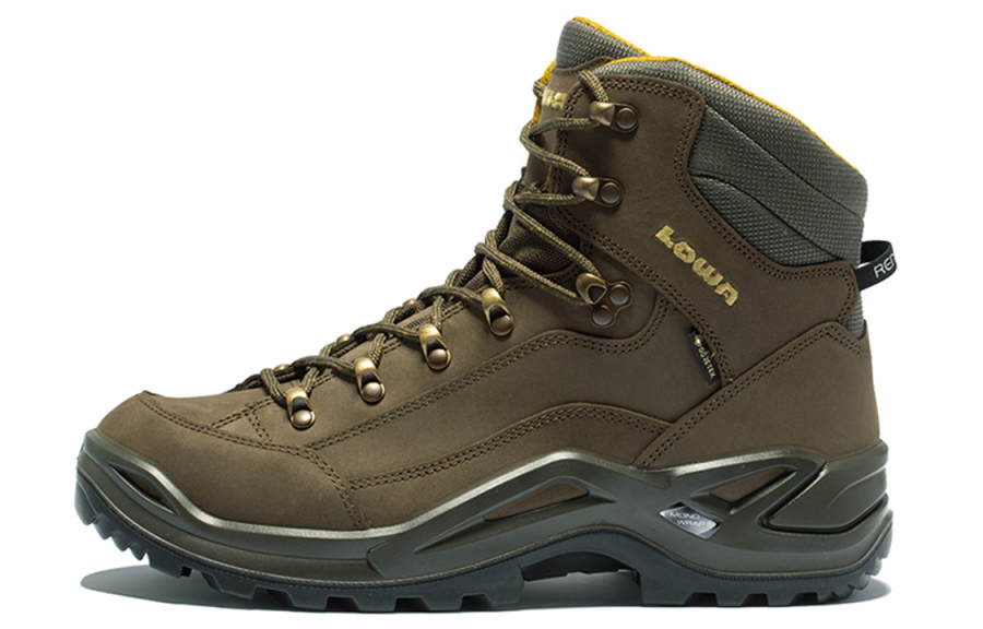 Lowa Renegade GT Slip Resistant, Abrasion Resistant, Waterproof Mid top Outdoor Shoes Men's Deep Olive Yellow
