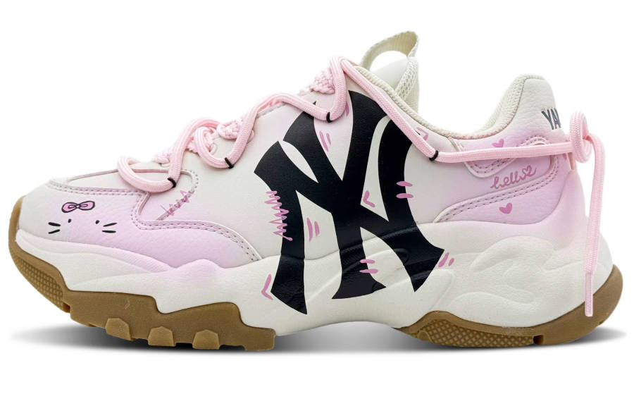MLB Big Ball Chunky Hello Kitten Breathable Low top Chunky Sneakers Unisex Pink White